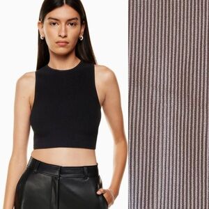 Aritzia Babaton Sz S Sculpt Knit Racer Cropped Tan Nude Top